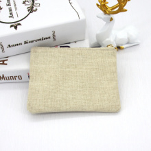 Jute Canvas Zipper Pouch Toiletry Bag Multi-Purpose Travel Cosmetic Bag Metallic Gold Hemp Makeup Zipper Pouch